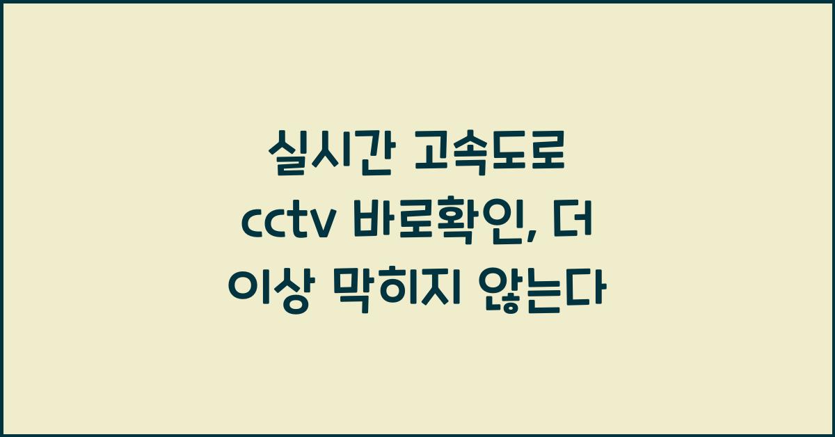 실시간 고속도로 cctv 바로확인