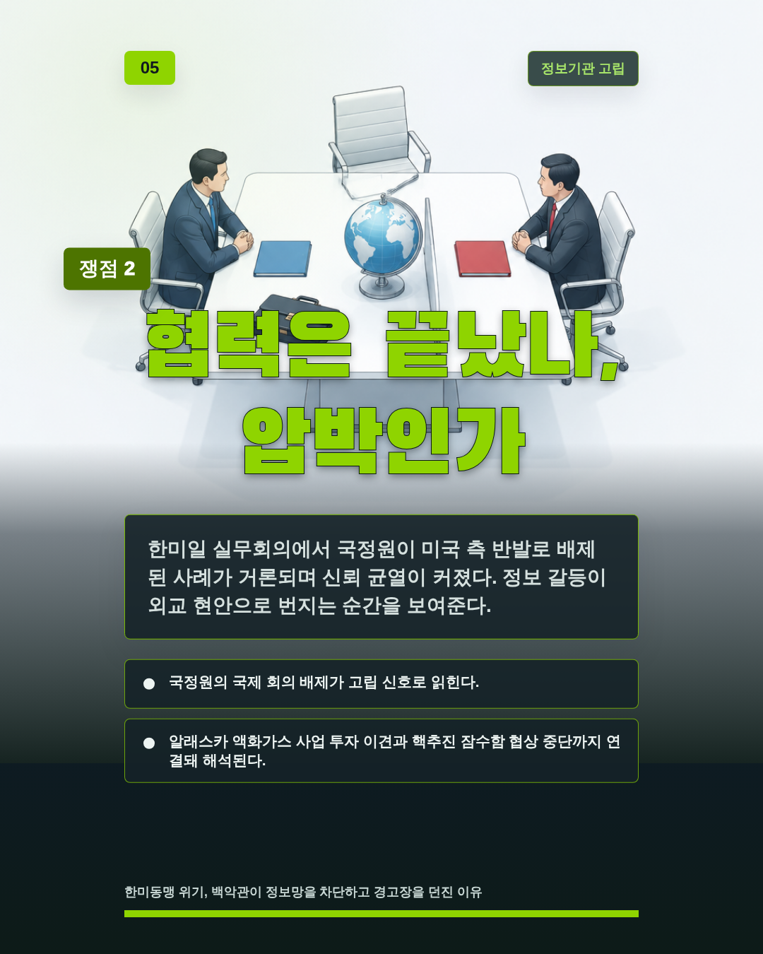 협력은 끝났나, 압박인가