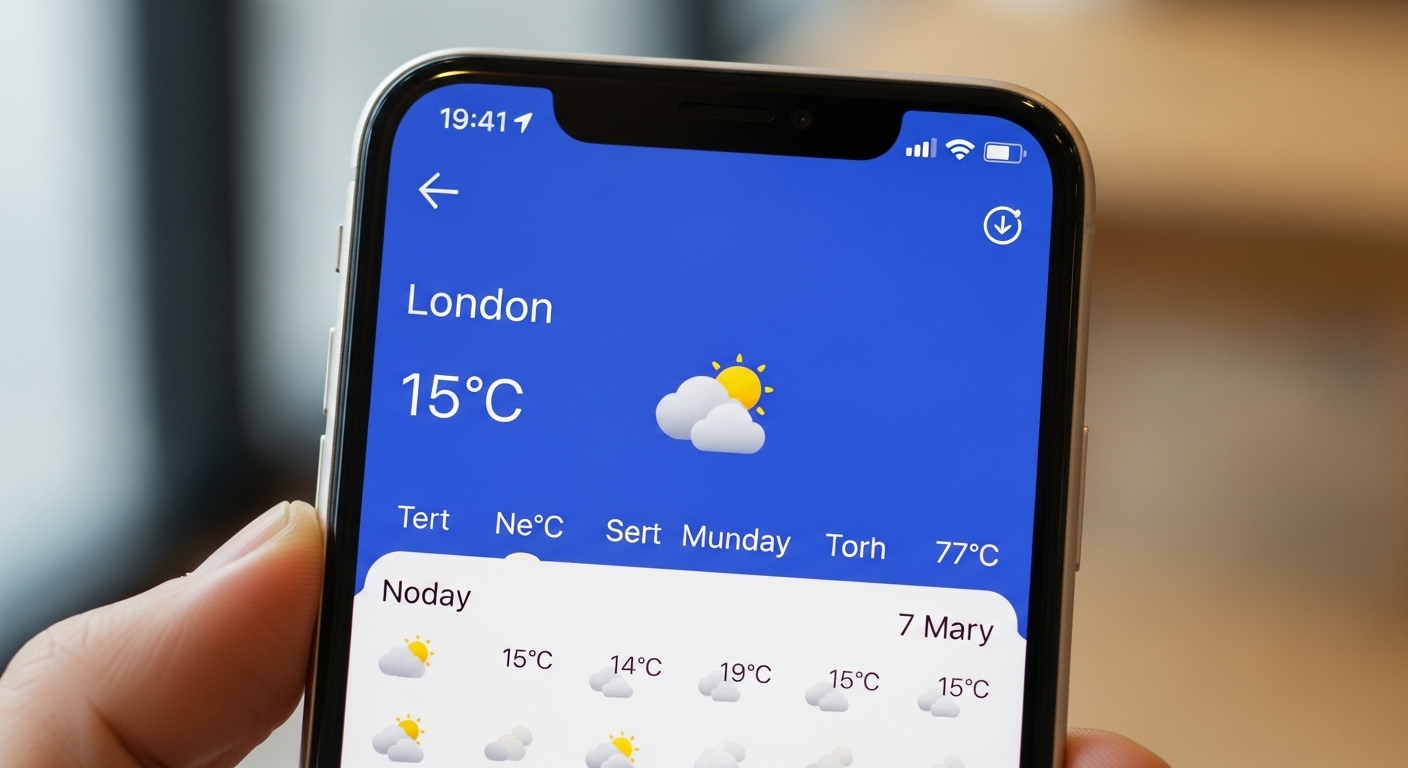스마트폰 화면에 날씨 알림 앱이 실행된 모습