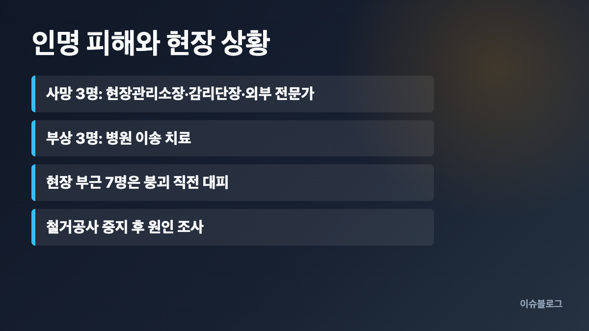 서소문고가 붕괴 사고 사망 3명 부상 3명 안전점검 중 붕괴 카드