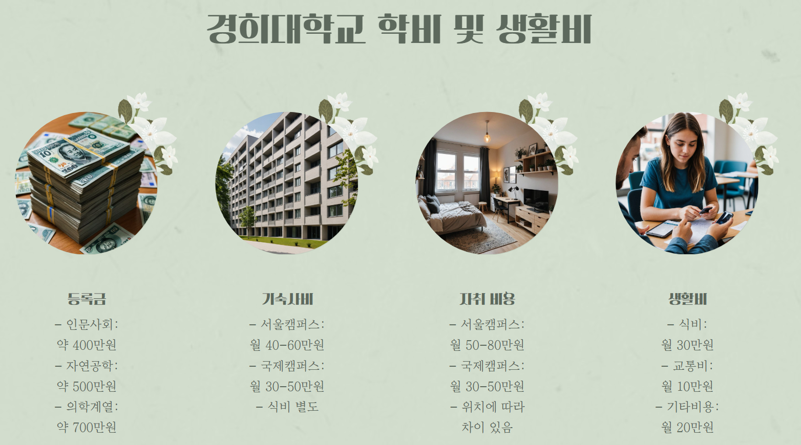 경희대학교학비및생활비