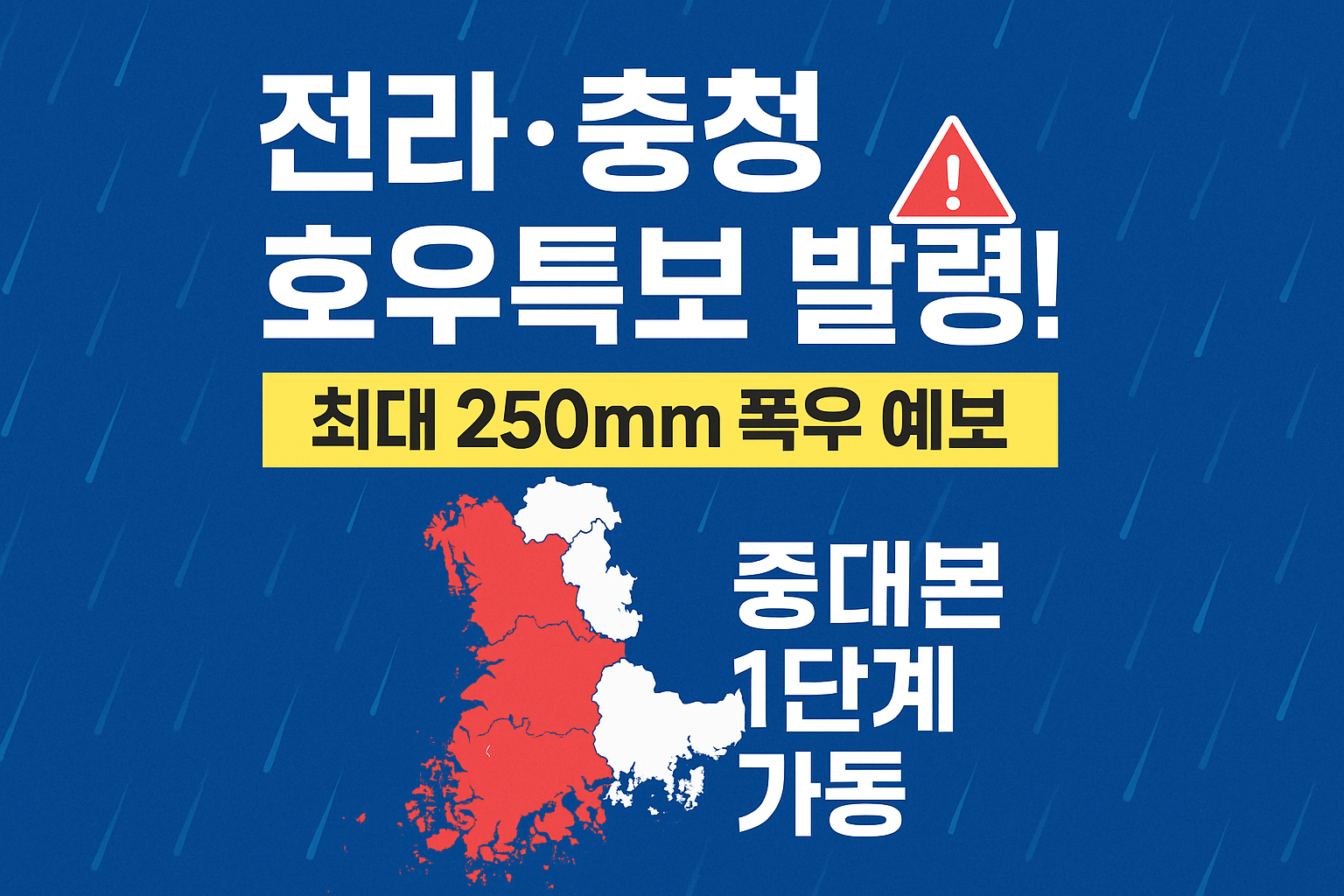 전라충청-호우특보-중대본-1단계-폭우-예보-대피-요령