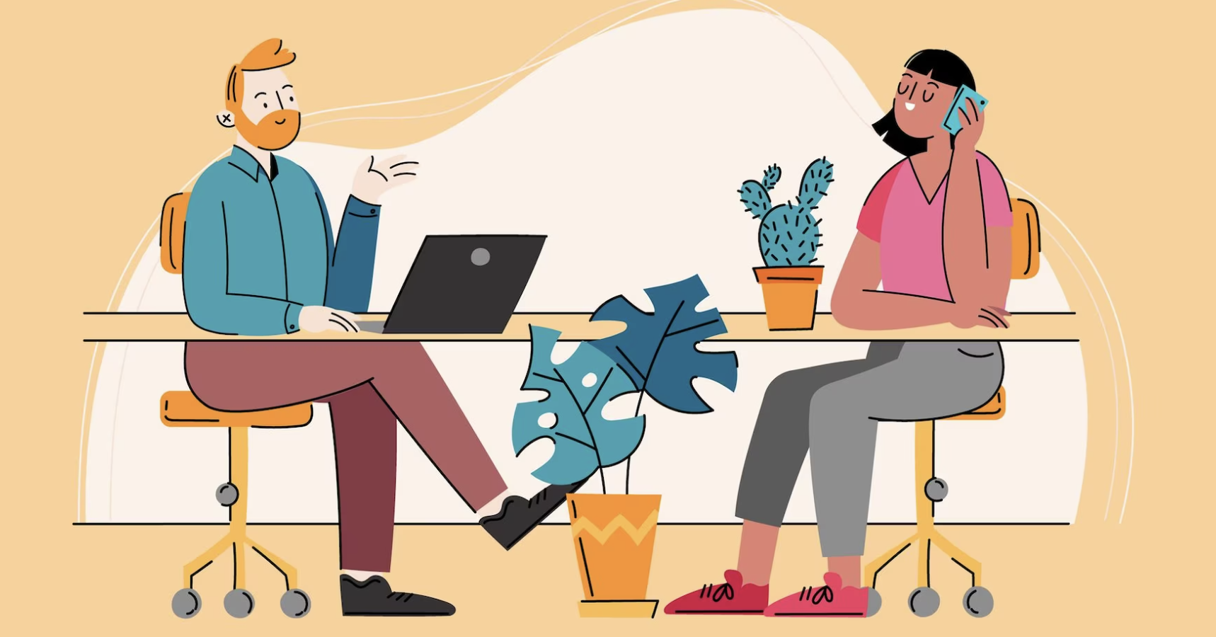 오피스에서 대화중