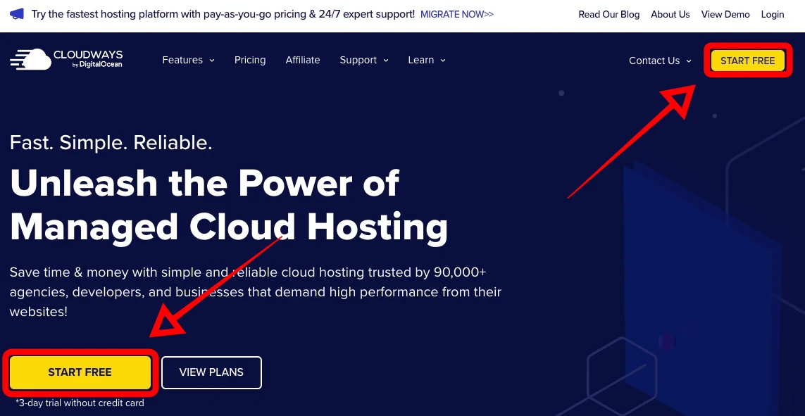 cloudways-홈페이지-시작