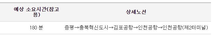 증평 인천공항 리무진 버스 시간표 요금 예약 방법
