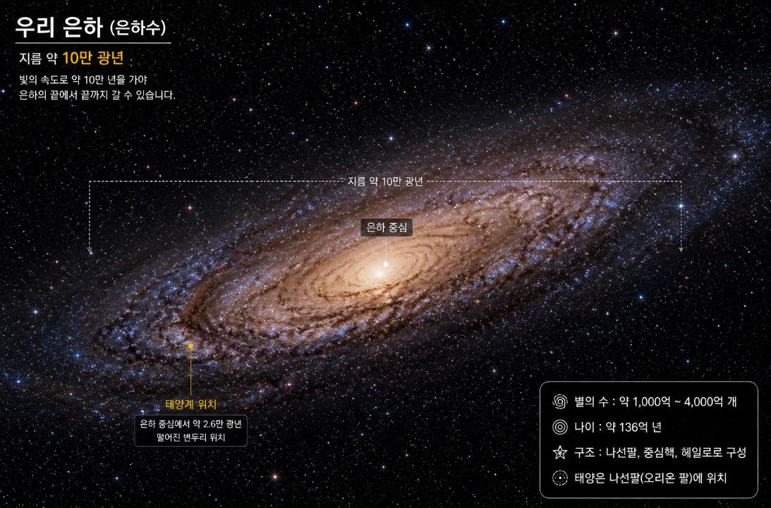 우리은하 크기설명 AI이미지