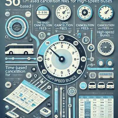 시간대별 고속버스 취소수수료를 보여주는 상세 다이어그램. 취소 시간과 수수료 비율이 시각적으로 정리된 인포그래픽.