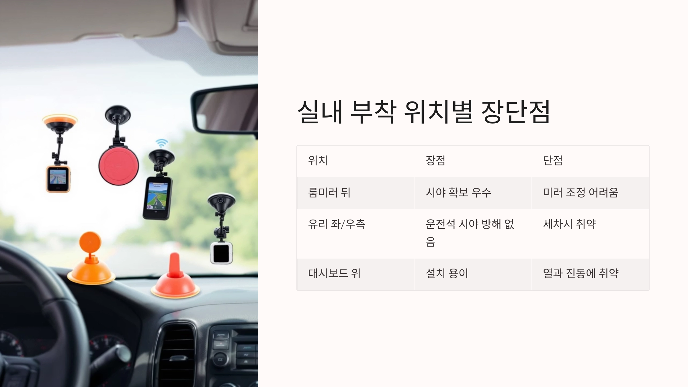 🛠 실내 부착 위치별 장단점