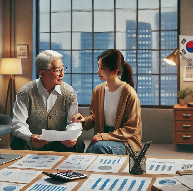 차액 보상금에 대한 재정 상담을 하고 있는 가족의 모습