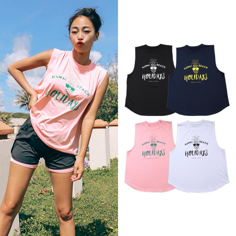 비치팜 하와이비치 슬리브리스 여성 나시 래쉬가드