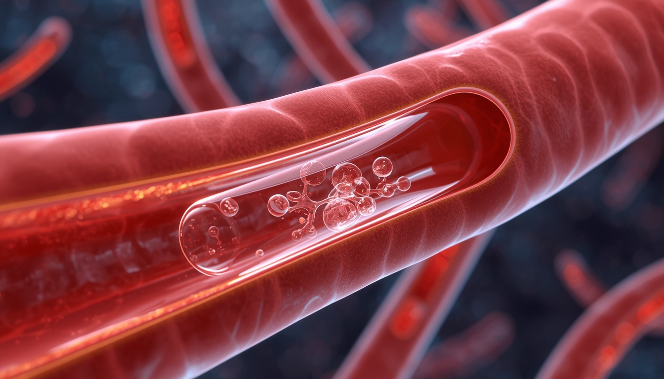 3D rendering of a healthy vascular endothelium with active lipid metabolism and NAD+ molecules