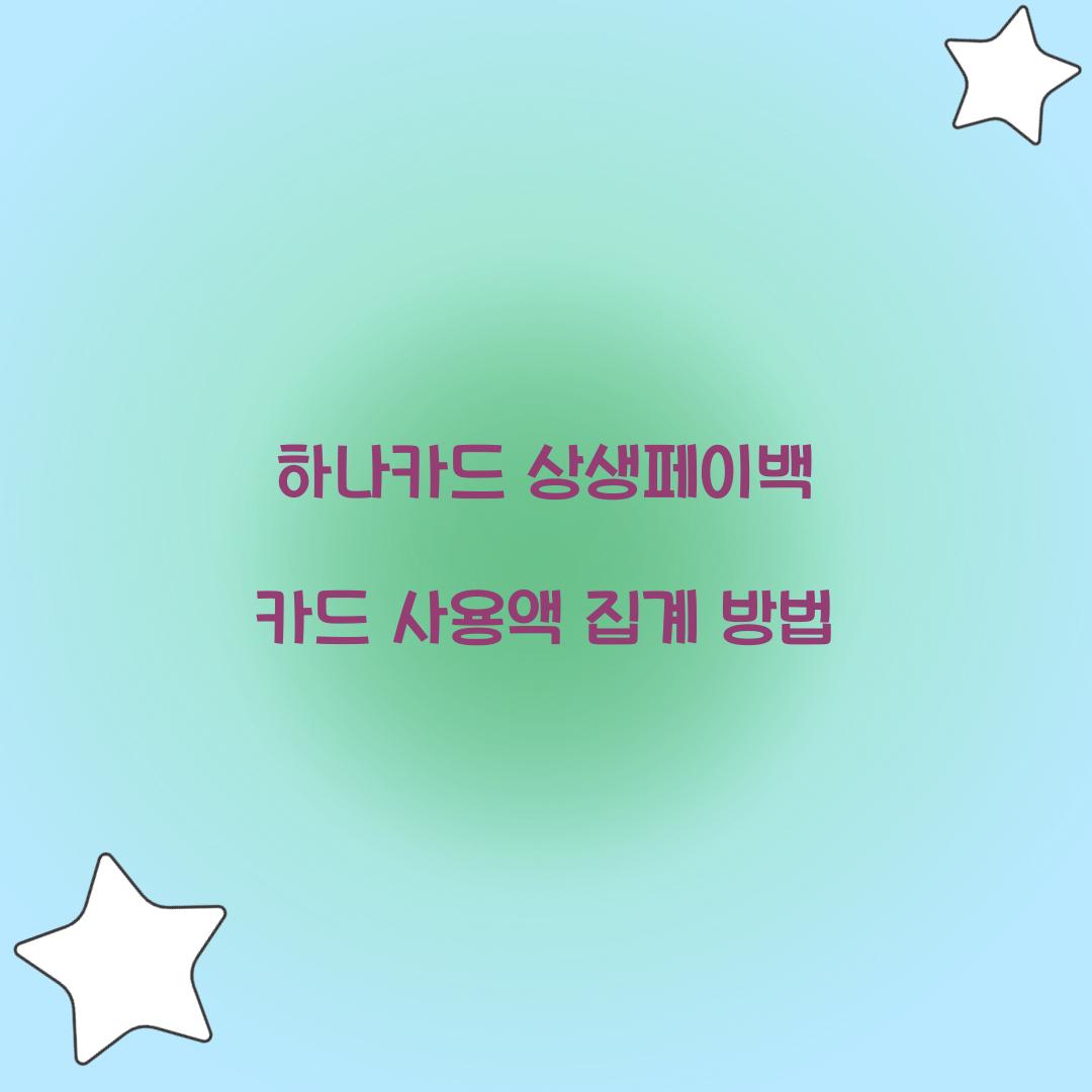 하나카드 상생페이백 카드 사용액 집계 방법