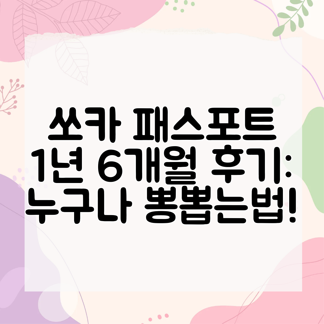 쏘카 패스포트 1년 6개월 후기 누구나 뽕뽑는법!
