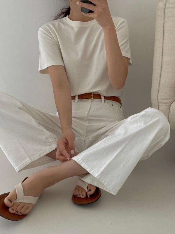 더보느 틴 모달 라운드 반팔 티셔츠