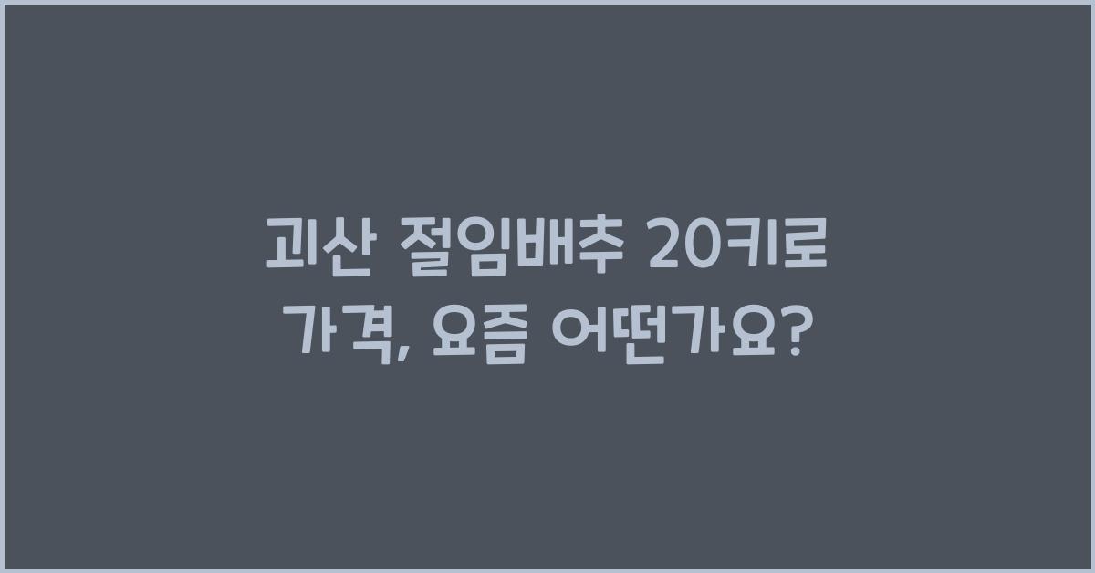 괴산 절임배추 20키로 가격