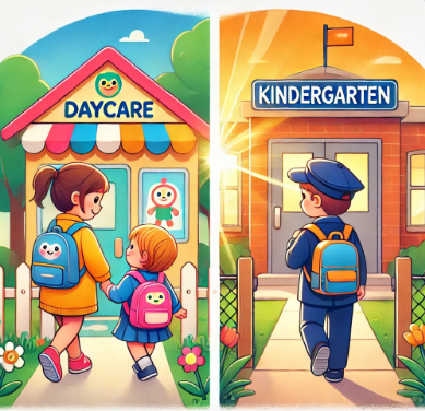 어린이집 가는 모습과 유치원 가는 모습 관련 사진