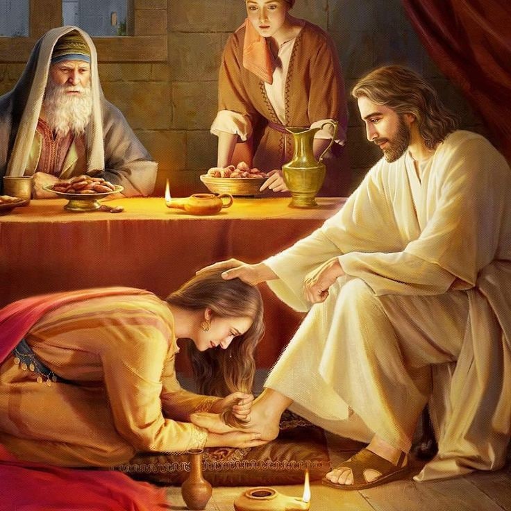 예수님에 발에 향유를 부은 마리아 사진