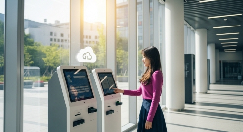 클라우드 서버와 데이터 보호 개념을 시각화한 이미지