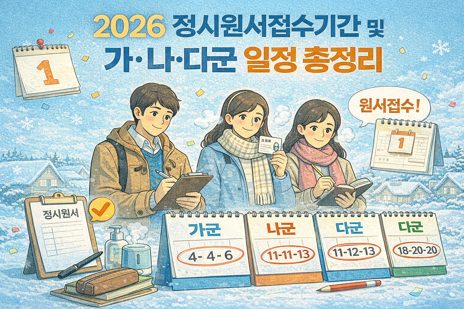 2026 정시원서접수기간 및 가·나·다군 일정 총정리