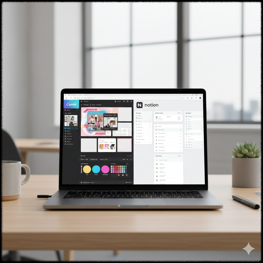 디지털 템플릿 제작을 하는 작업 화면