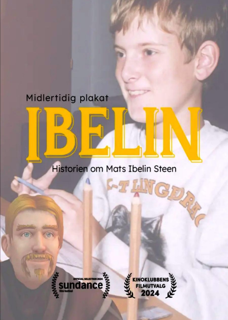 Ibelin 포스터, 어린 마트스 스틴의 모습과 게임 속 아바타 일러스트 포함