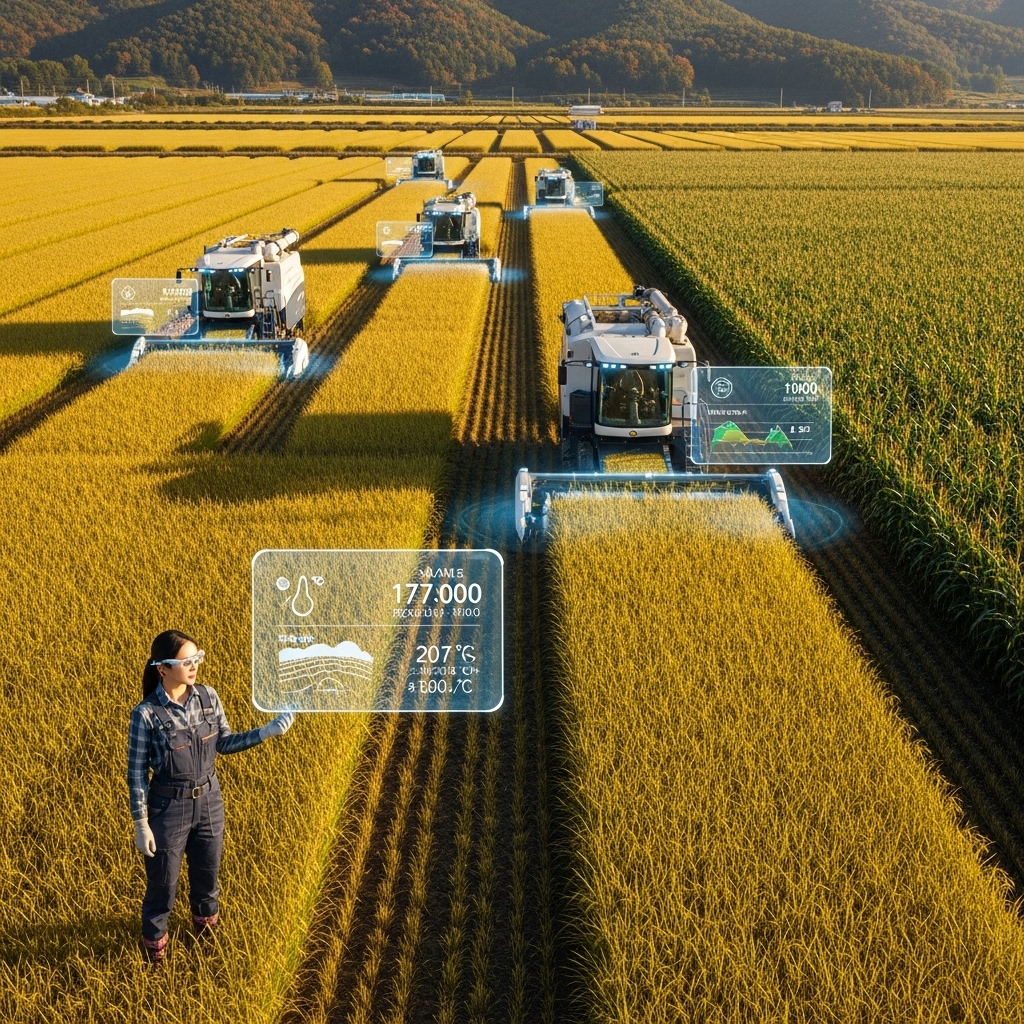 smart agriculture facility during autumn harvest