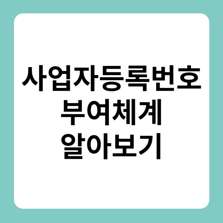 사업자 등록번호 부여체계