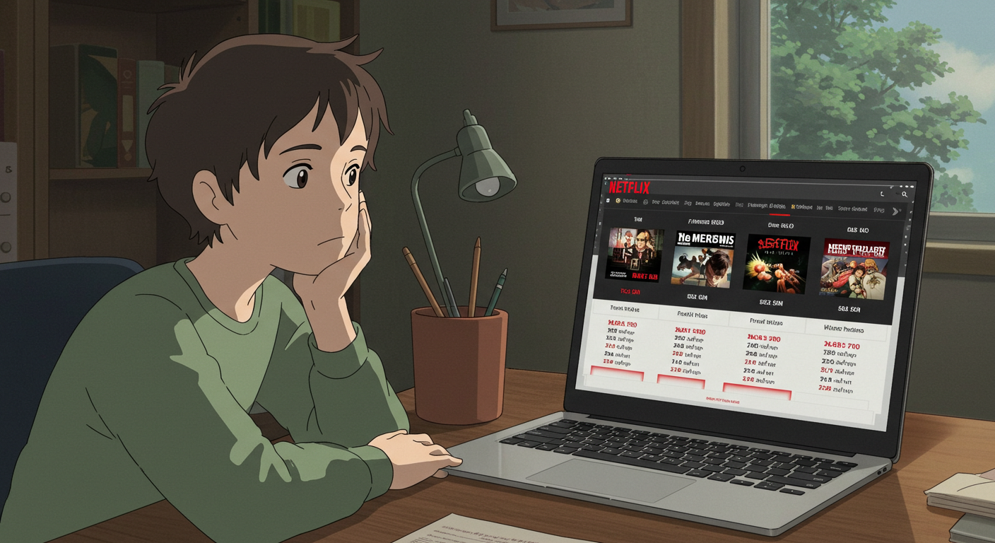 넷플릭스 멤버십 가격표를 보며 고민하는 사용자