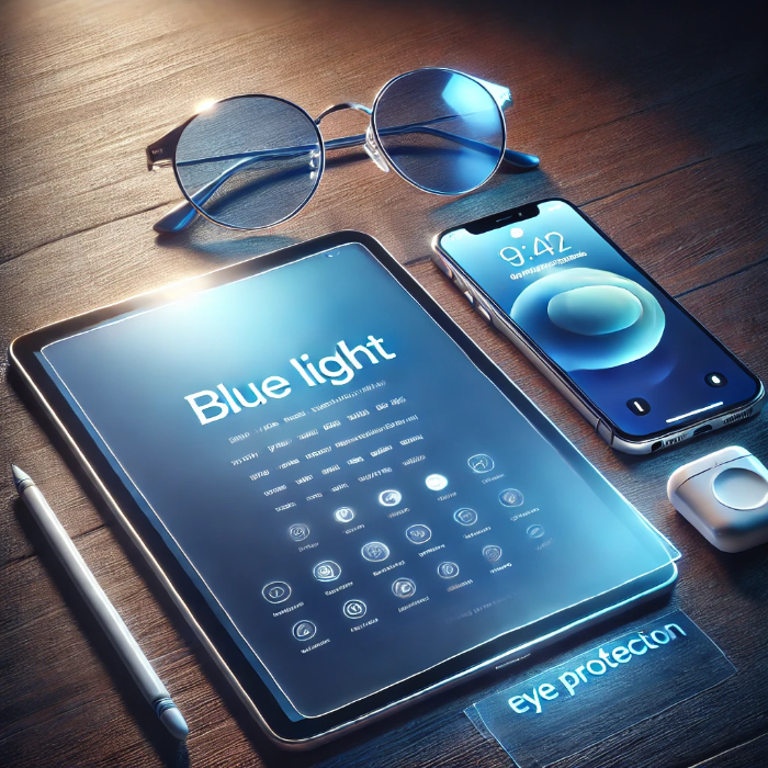 안경, 테블릿, 핸드폰이 있는 이미지, 컴퓨터 작업 많은 사람을 위한 눈 보호법 썸네일