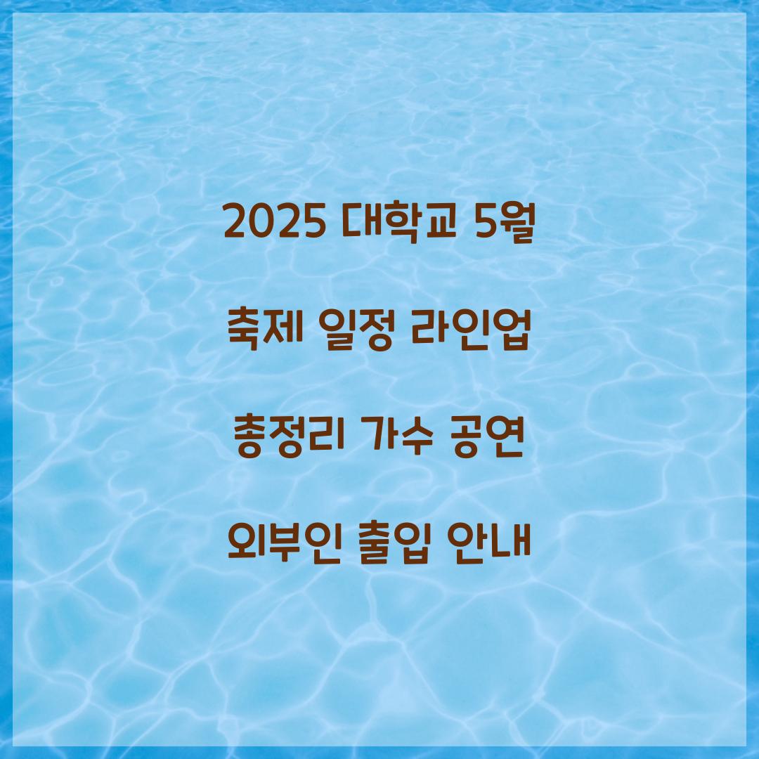 2025 대학교 5월 축제 일정 라인업