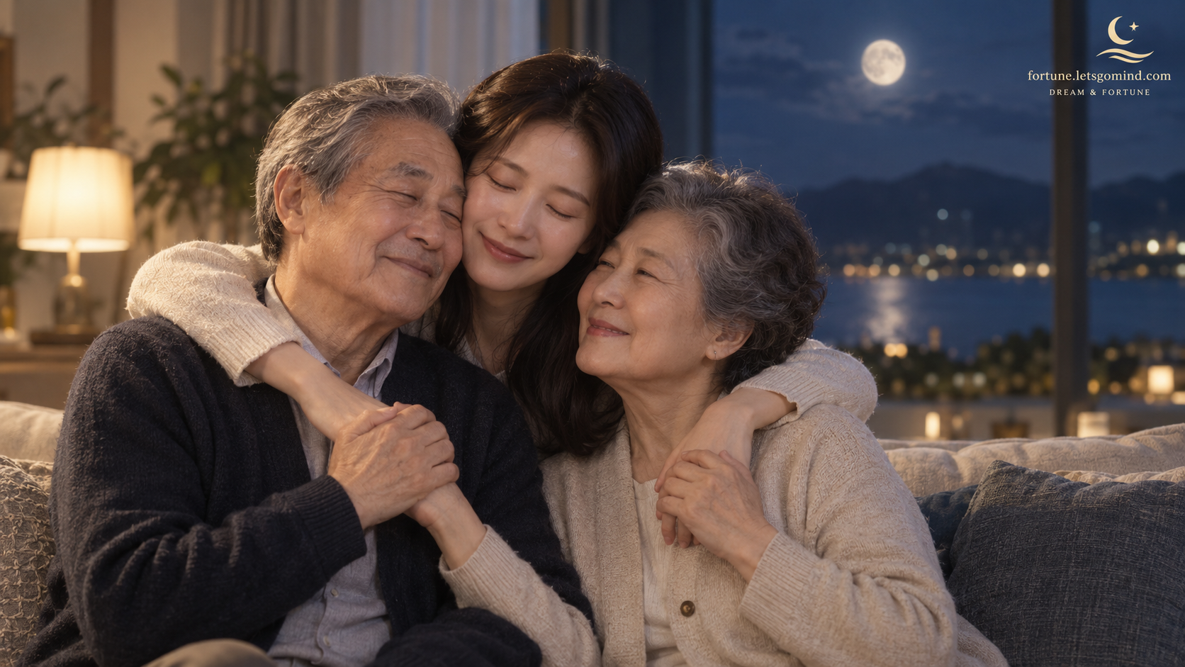 꿈속에서 돌아가신 부모님을 따뜻하게 안아드리는 모습