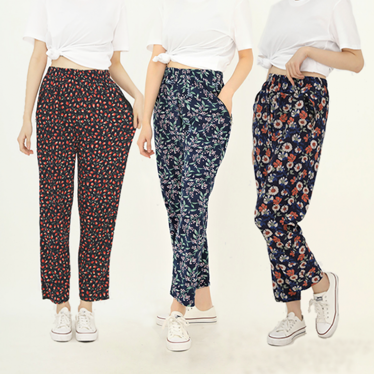 꽃무늬 몸빼바지 냉장고바지 까실이 고무줄바지 밴딩