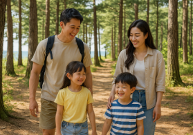 강릉 바다와 숲 가족여행 한국 가족 모습