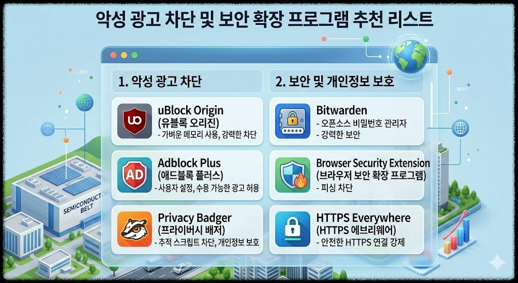 악성 광고 차단 및 보안 확장 프로그램 추천 리스트 정리