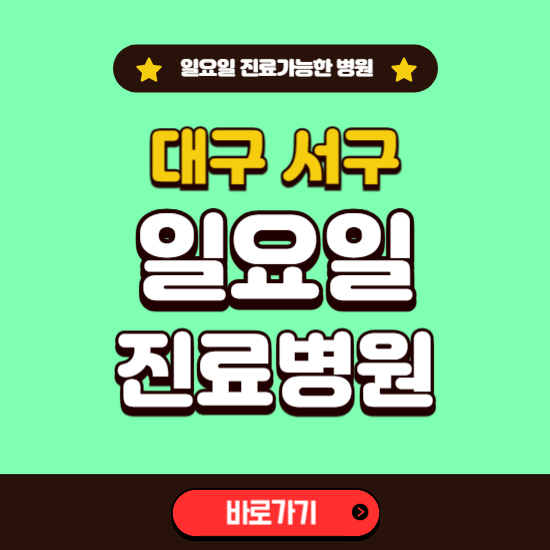 대구 서구 일요일 진료 가능한 병원 ❘ 주말 문여는 곳 총정리 (소아과, 내과, 안과, 치과, 피부과, 정형외과, 산부인과)