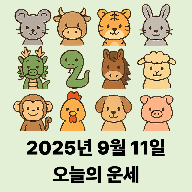 2025년 9월 11일 띠별 오늘의 운세