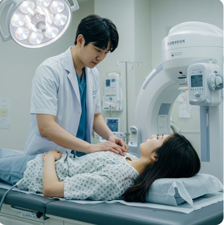 검사를 받는 여성 이미지