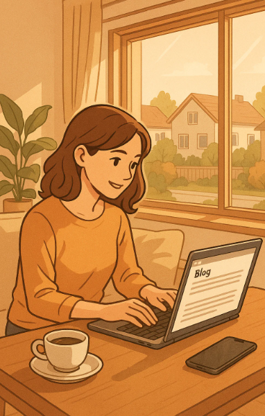 퇴근 후 아이를 재운 뒤 노트북으로 부업을 시작하는 워킹맘의 모습