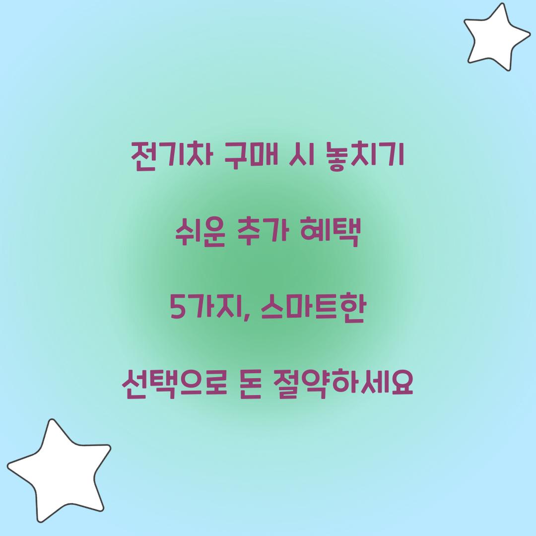 전기차 구매 시 놓치기 쉬운 추가 혜택 5가지