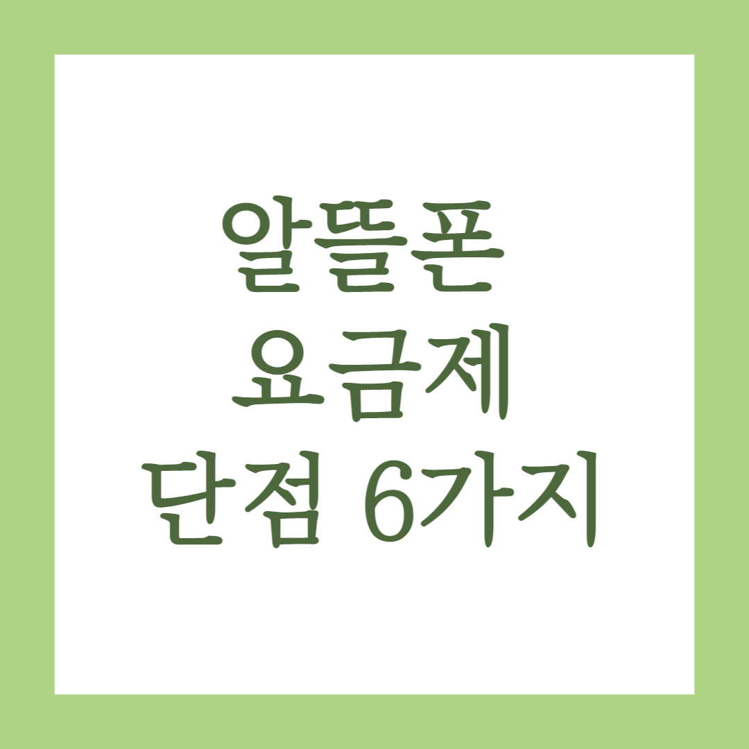 알뜰폰 요금제 단점