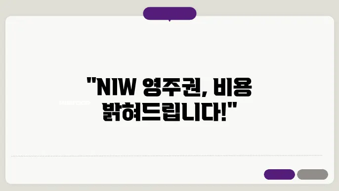 NIW 영주권 신청 비용