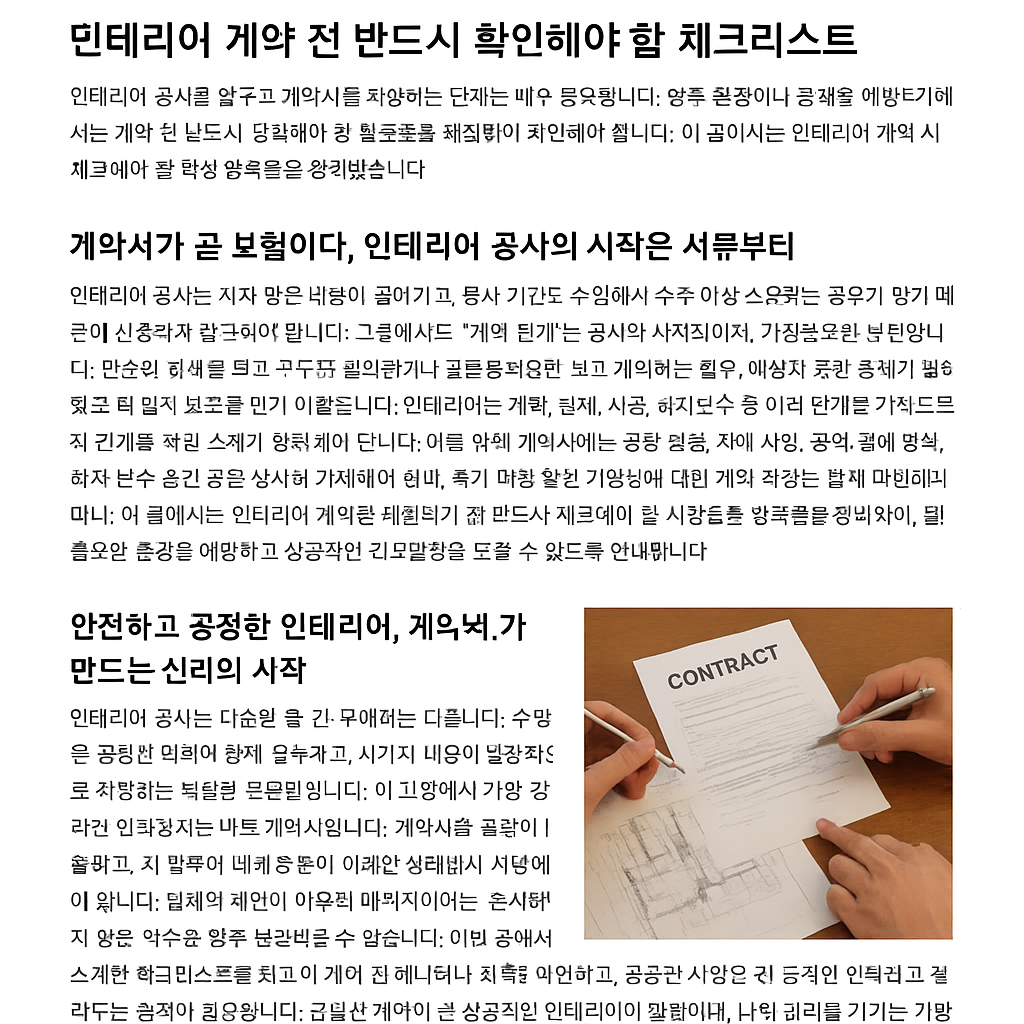 인테리어 계약전 체크리스트