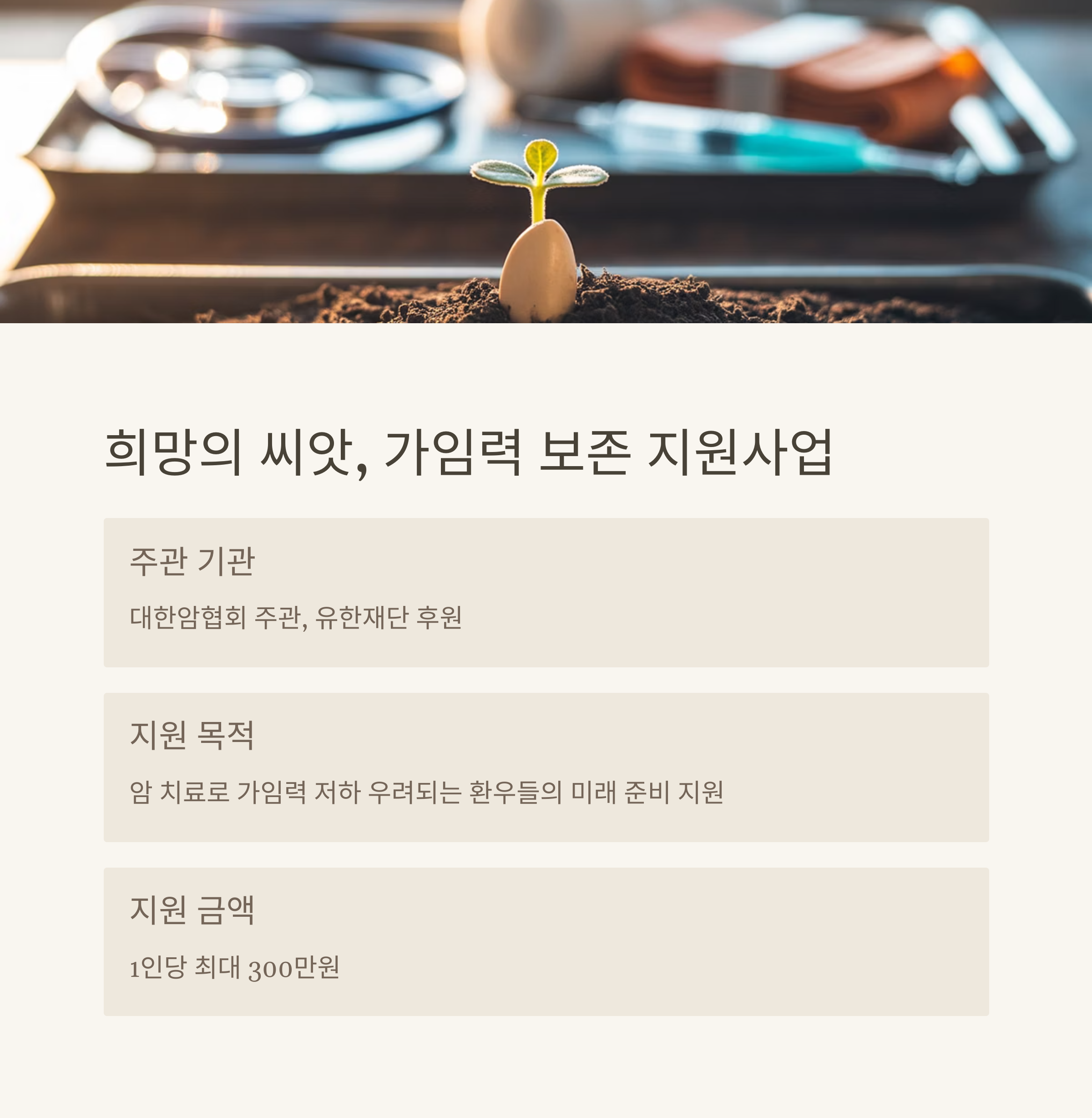 가임력 보존 의료비 300만원 지원