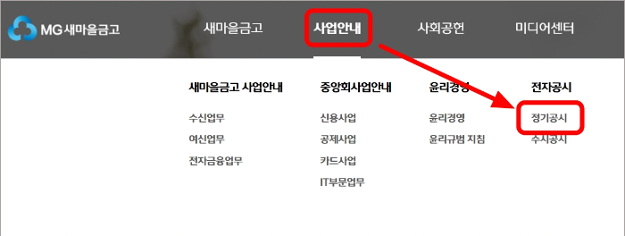 새마을금고 부실 확인 방법 : 정기공시 확인하기
