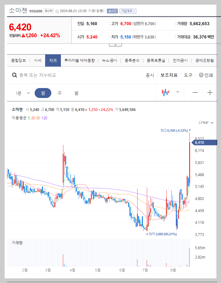 소마젠 주가 분석
