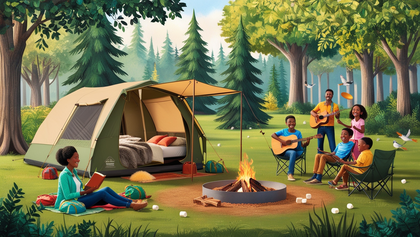 캠핑장에서 가족과 휴식