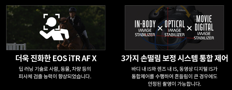 캐논 EOS R6 Mark2 AF향상 사람 동물 차량 피사체 검출 능력 향상