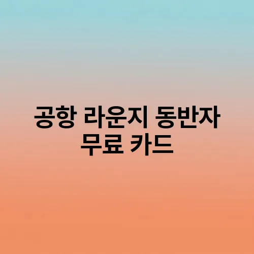 공항 라운지 동반자 무료 카드