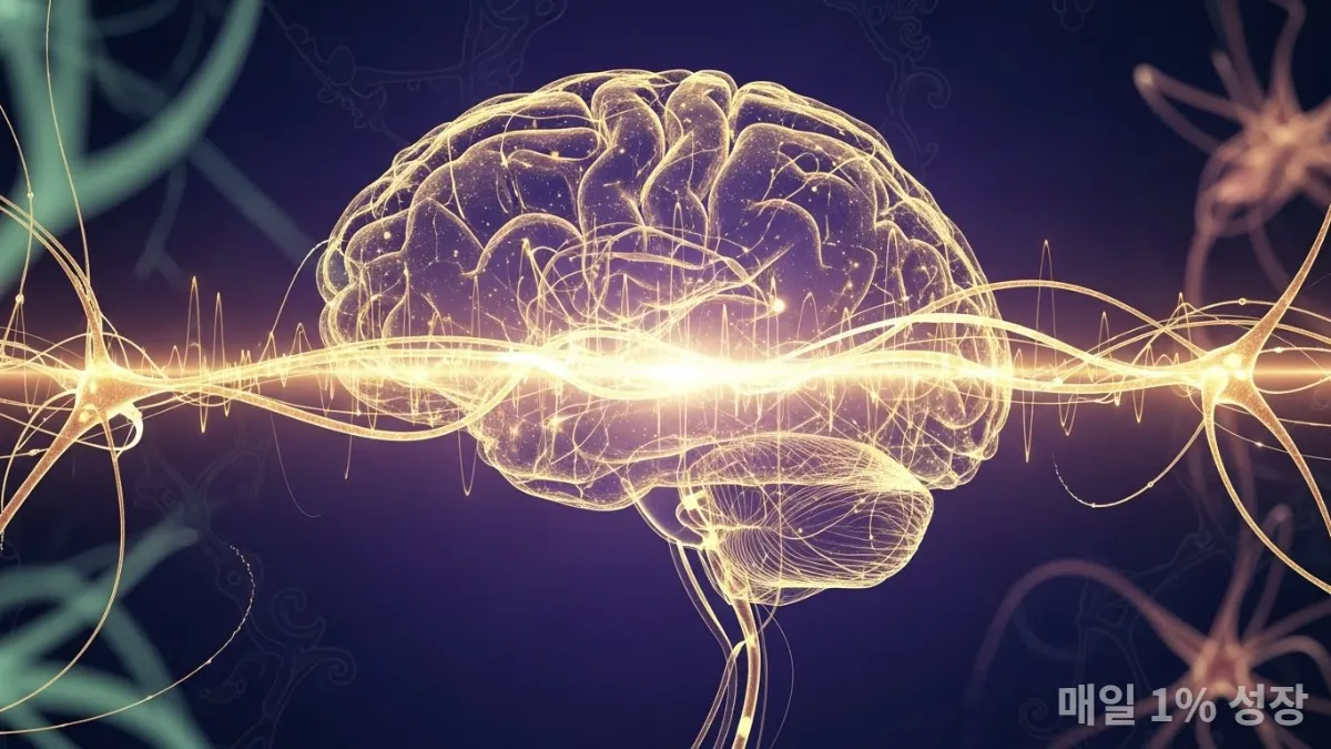긍정 확언으로 활성화된 뇌 신경망을 시각화한 이미지.