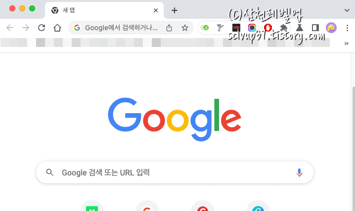 크롬 새 탭 페이지 구글 검색 창